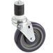 A black and grey Polyurethane caster wheel with a metal base.