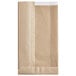 A close up of a Kraft paper bag with a window.