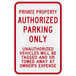 Authorized Reserved Parking Signs