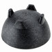 A black round molcajete with three pointy edges.