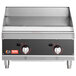 A Cooking Performance Group 2-burner gas countertop griddle.