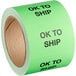 A roll of Lavex matte paper mailing labels with black text that reads "Ok to Ship" in green.