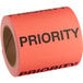 A roll of Lavex paper labels with the word "Priority" in black text on a white background.