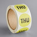 A roll of white Lavex Thursday inventory labels with yellow and black text.