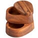 A Fox Run acacia wood double layer salt cellar with two wooden bowls and lids.