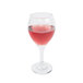 A Libbey Teardrop wine glass filled with red wine on a white background.