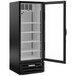 A black Beverage-Air MarketMax glass door merchandiser freezer.