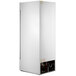 A white Beverage-Air glass door with a stainless steel interior and electronic smart lock.