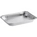 A Choice shallow half-size foil steam table pan with a silver finish.