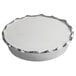 A white Choice 8" round foil take-out container with a silver lid.