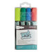 A package of Deflecto wet erase markers with a green, blue, and red marker.