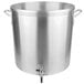 A large silver Vollrath stock pot with two handles and a spigot.