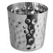 A silver cup with a textured surface.