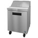 A stainless steel Hoshizaki refrigerated sandwich prep table with a black handle.