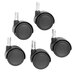 A set of four black Master Caster safety casters.
