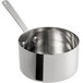 A Vollrath stainless steel round mini saucepan with a handle.