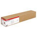 A long brown box with a white label containing a roll of Canon white matte vinyl banner paper.