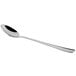 A Libbey stainless steel iced tea spoon with a black handle.