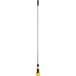 A long Rubbermaid mop handle with a yellow jaw.