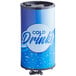 A Galaxy blue cold drink barrel cooler with white text.