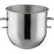 A stainless steel Main Street Equipment mixing bowl with two handles.
