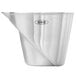A silver stainless steel OXO angled measuring cup with a logo.