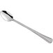 A Libbey stainless steel iced tea spoon with a classic rim on a white background.