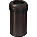 A dark bronze stainless steel simplehuman bullet open top trash can.