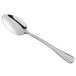 A Libbey stainless steel demitasse spoon with a silver handle.