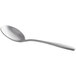 A Libbey Cresswell stainless steel bouillon spoon with a silver handle.