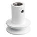 A white replacement pulley shaft motor component for Estella countertop bread slicers.