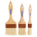 A Carlisle Sparta 3-piece pastry and basting brush set with wooden handles.