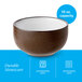 A 13 oz. hickory brown matte stoneware bowl with a white interior.