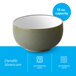 A 13 oz. moss green matte stoneware bowl.