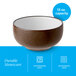 A 13 oz. hickory brown matte stoneware bowl with a white interior.