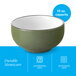 A moss green matte stoneware bowl with a 13 oz. capacity.