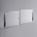 Two white rectangular glass lids with brown handles for an Avantco freezer.
