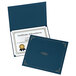 A dark blue folder with a certificate inside.