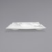 A bright white rectangular porcelain platter with 6 compartments.