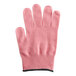 A pink Mercer Culinary Millennia Cut-Resistant glove with black trim on a white background.