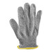 A grey and yellow MercerMax cut-resistant glove with a yellow tip.