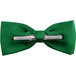 A Henry Segal Kelly Green poly-satin bow tie with a silver metal clip.