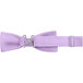 A close-up of a Henry Segal lilac poly-satin bow tie with adjustable band and silver buckle.