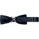 A navy poly-satin bow tie with a silver buckle.