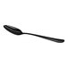 A black, oval-bowled spoon with a sleek, slightly curved handle, shown on a white background.