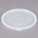 A white plastic Carlisle food storage container lid.