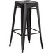 Lancaster Table & Seating Alloy Series Black Stackable Metal Indoor / Outdoor Industrial Barstool with Drain Hole Seat Main Thumbnail 3