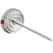 A Choice stainless steel probe thermometer with a metal round dial and metal rod.