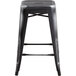 Lancaster Table & Seating Alloy Series Distressed Black Stackable Metal Indoor / Outdoor Industrial Cafe Counter Height Stool with Drain Hole Seat Main Thumbnail 4