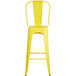 Lancaster Table & Seating Alloy Series Yellow Metal Indoor / Outdoor Industrial Cafe Barstool with Vertical Slat Back and Drain Hole Seat Main Thumbnail 5